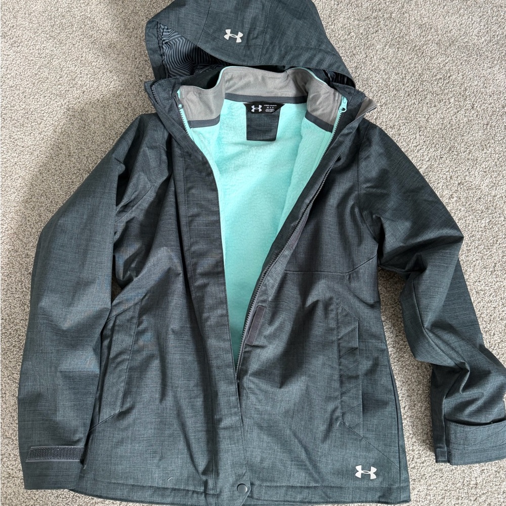 Under Armour Black and Aqua Fleece Jacket